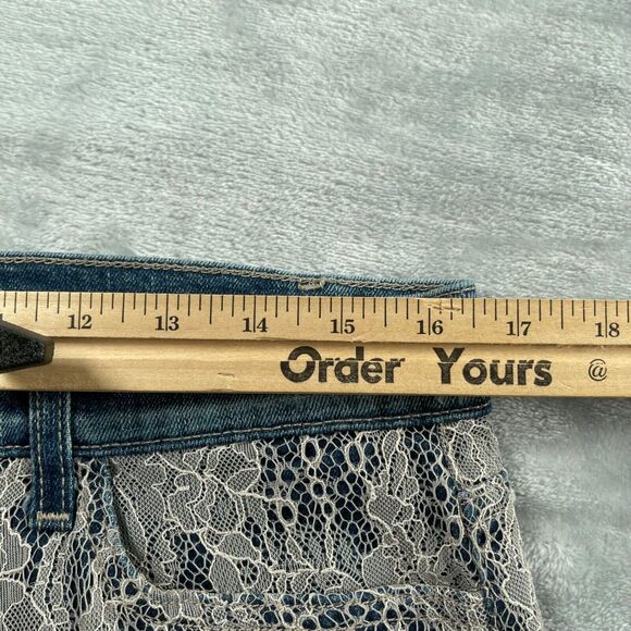 Joe's Jeans Shorts 28 Blue Denim Lace Overlay Cut Off Mid Rise Boho 2" Inseam - Picture 8 of 16